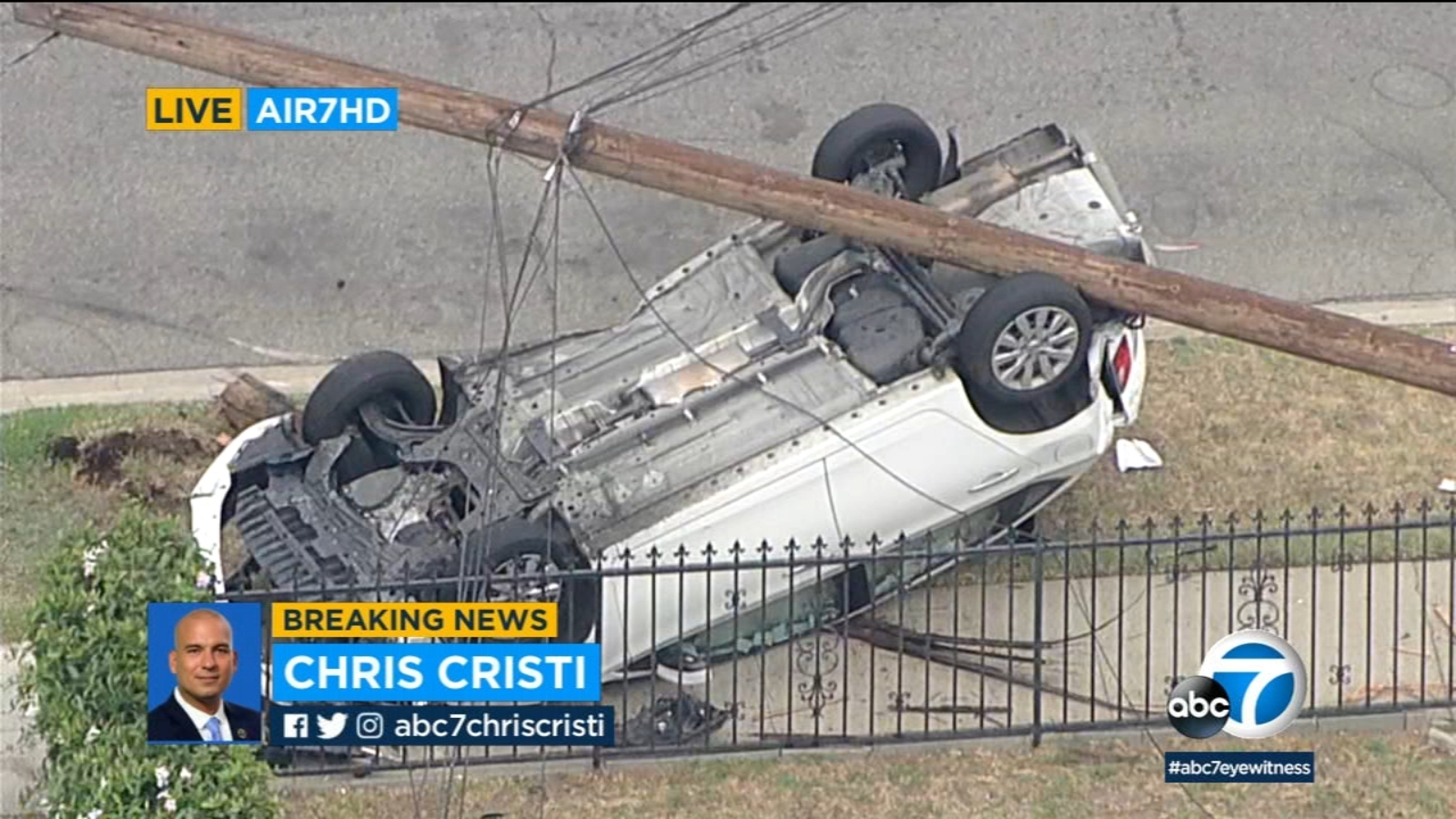 Driver fleeing sheriff's deputies knocks over power pole in San Gabriel ...