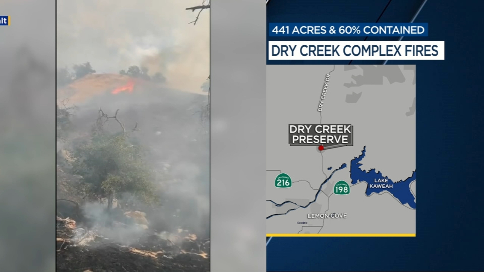 Crews working to contain Dry Creek Complex fire in Tulare County