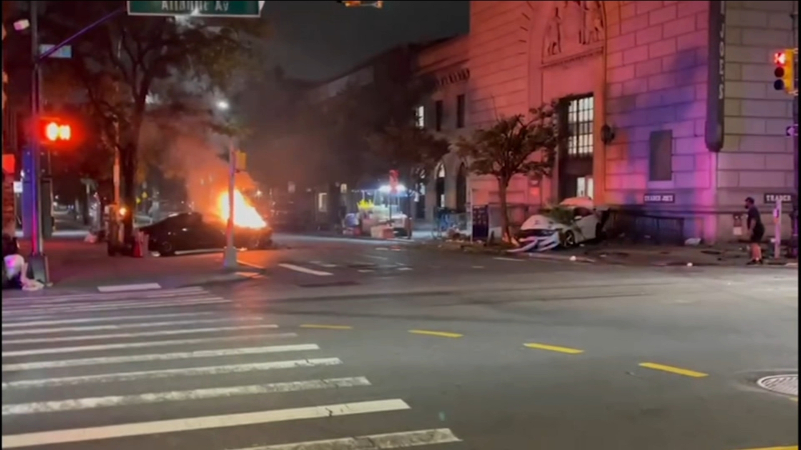 1 dead 3 injured in fiery car crash in downtown Brooklyn 1 dead 3 injured in fiery car crash in downtown Brooklyn