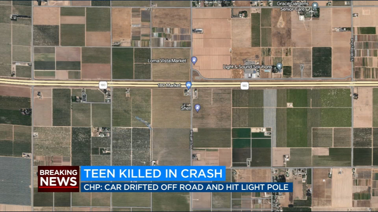 Teen killed after crashing into pole in Fresno County, CHP says