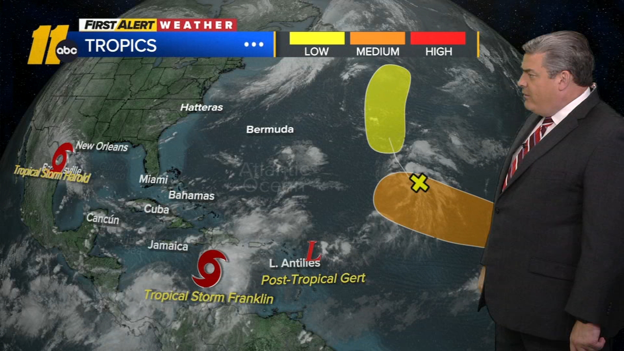 Harold makes landfall in TX, as other systems spin in the Atlantic