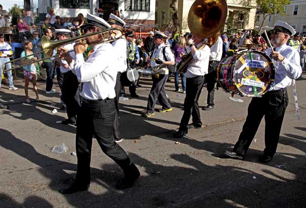 The Mardi Gras "Krewe of Tucks" parade drives through the streets of New Orleans, Monday, Feb. 20, 2012. It may be just another Monday anywhere else, but in New Orleans it's Lundi Gras the day before the Carnival season culminates on Fat Tuesday.