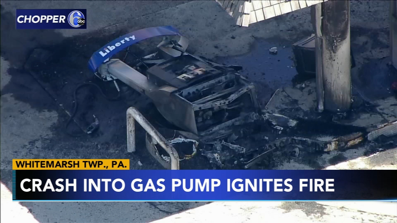 Driver crashes into gas pump, sparking fire in Montgomery Co.