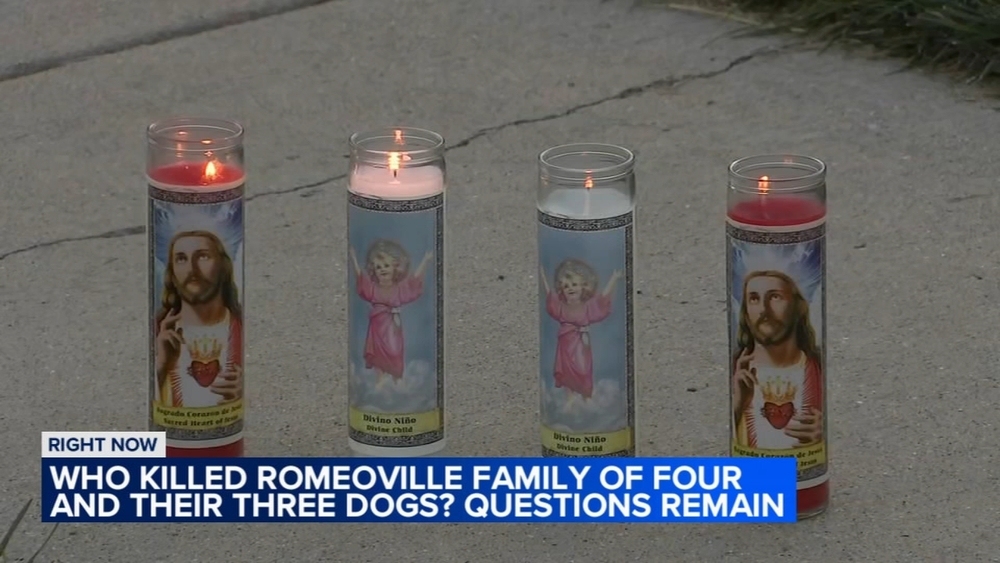 Memorial grows outside Romeoville home where family of 4 found dead