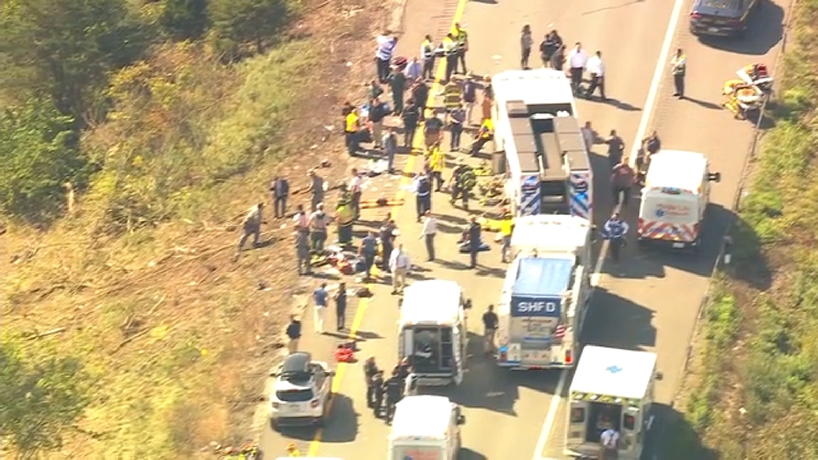 5 critically injured after bus carrying students to band camp overturns on NY highway
