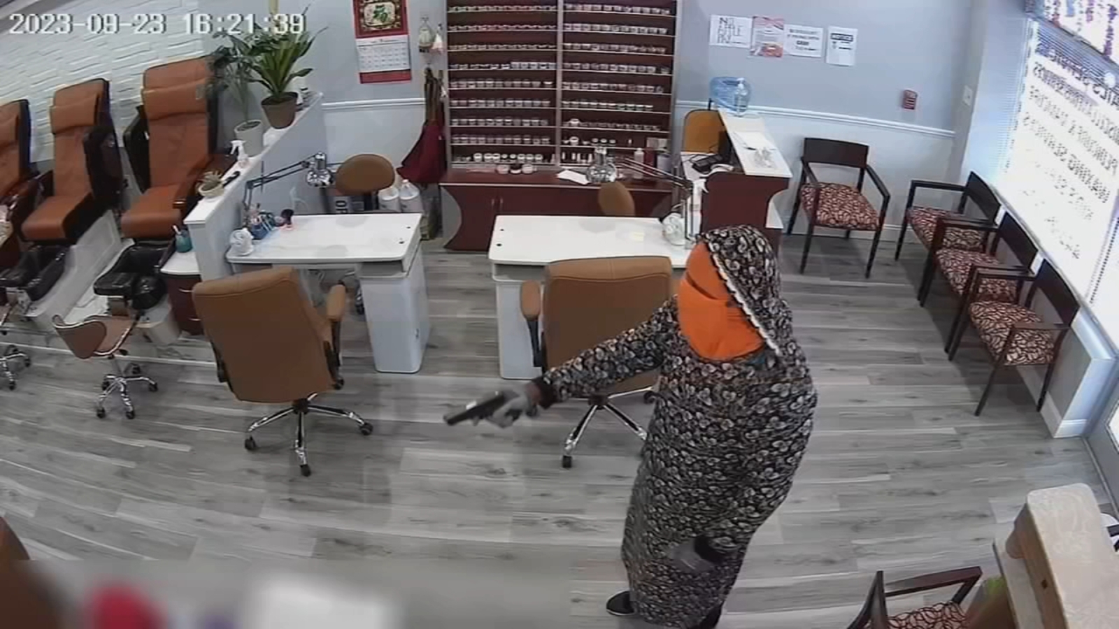 Armed robbery at Philadelphia, PA nail salon caught on surveillance