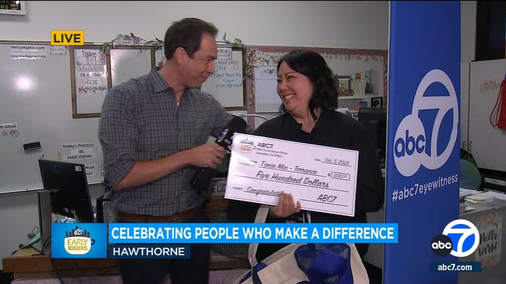 Hawthorne Middle School math teacher honored as first ABC7 Early Riser