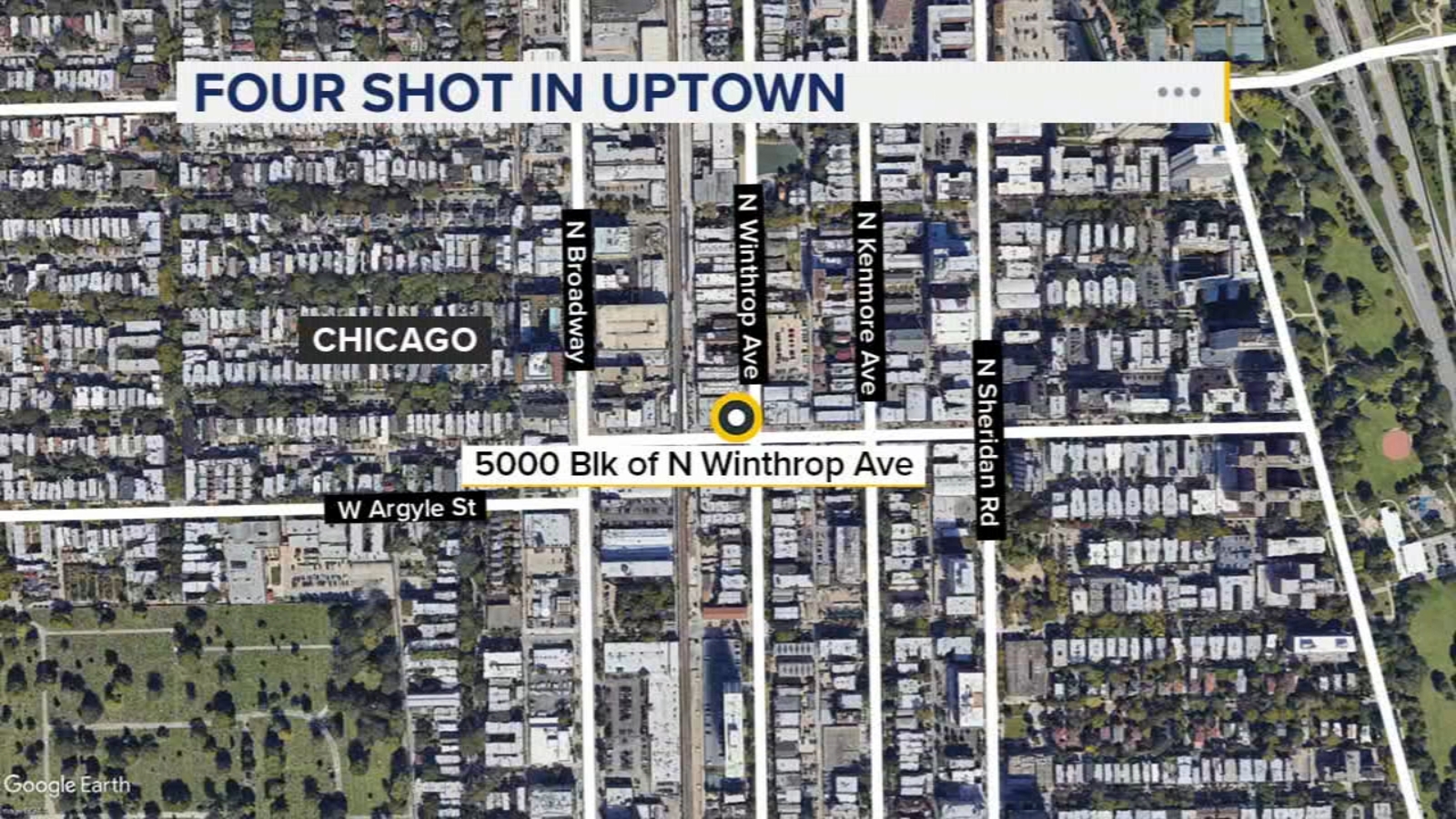Uptown shooting today 4 shot near 5000 N Winthrop Avenue, Chicago