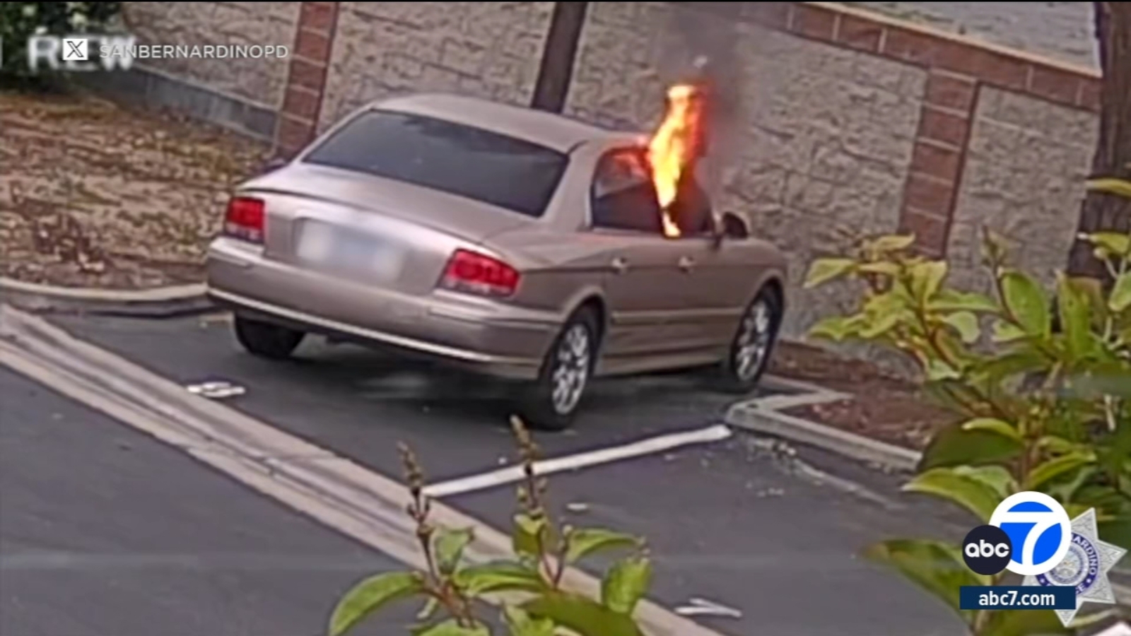 Suspects caught on video setting car on fire at San Bernardino senior ...