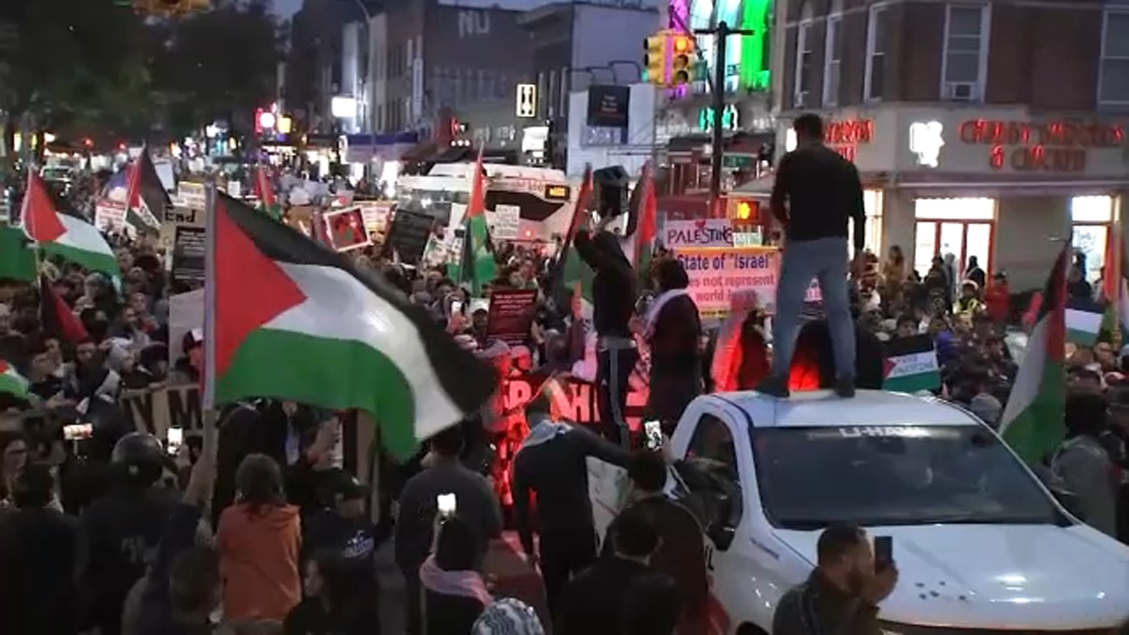 Pro-Palestinian demonstrators express frustration as they march through