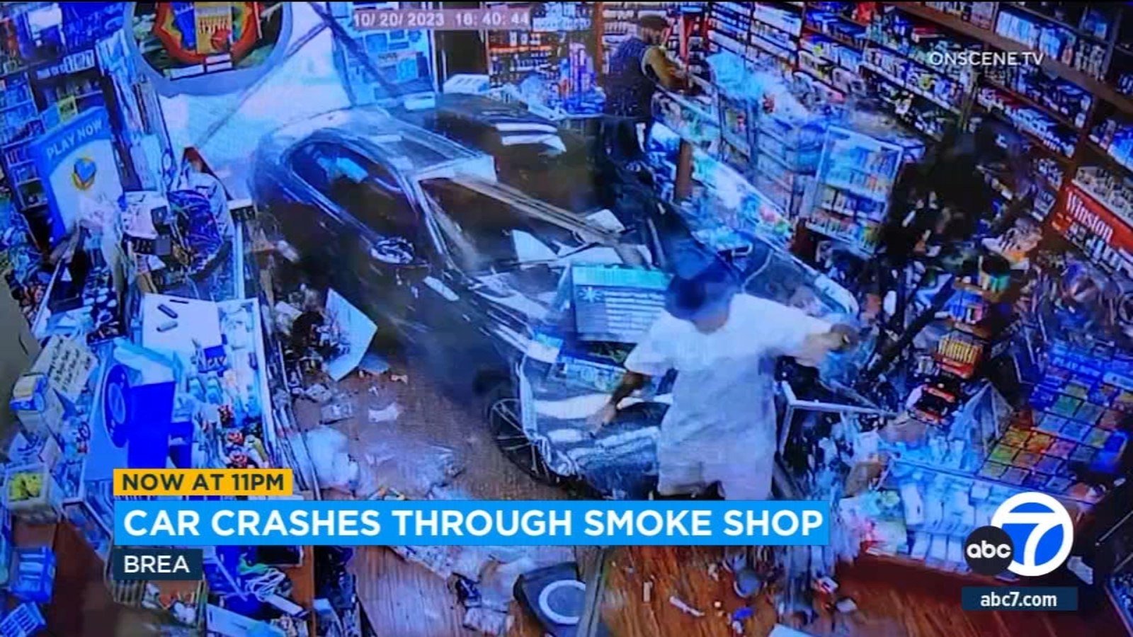 Video shows DUI suspect crash BMW into Brea smoke shop ABC7 Los Angeles