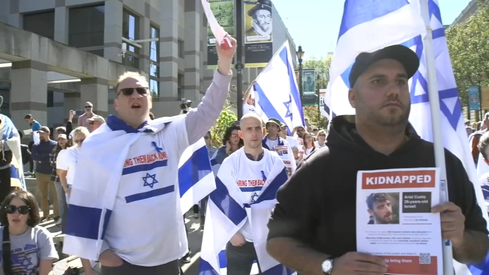 Pro-Israeli, pro-Palestinian rallies take place blocks apart in Raleigh
