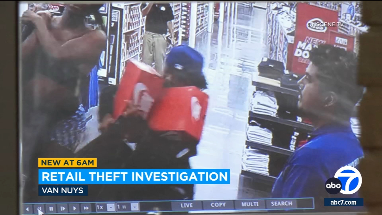 Suspects walk out of Van Nuys store with stolen merchandise