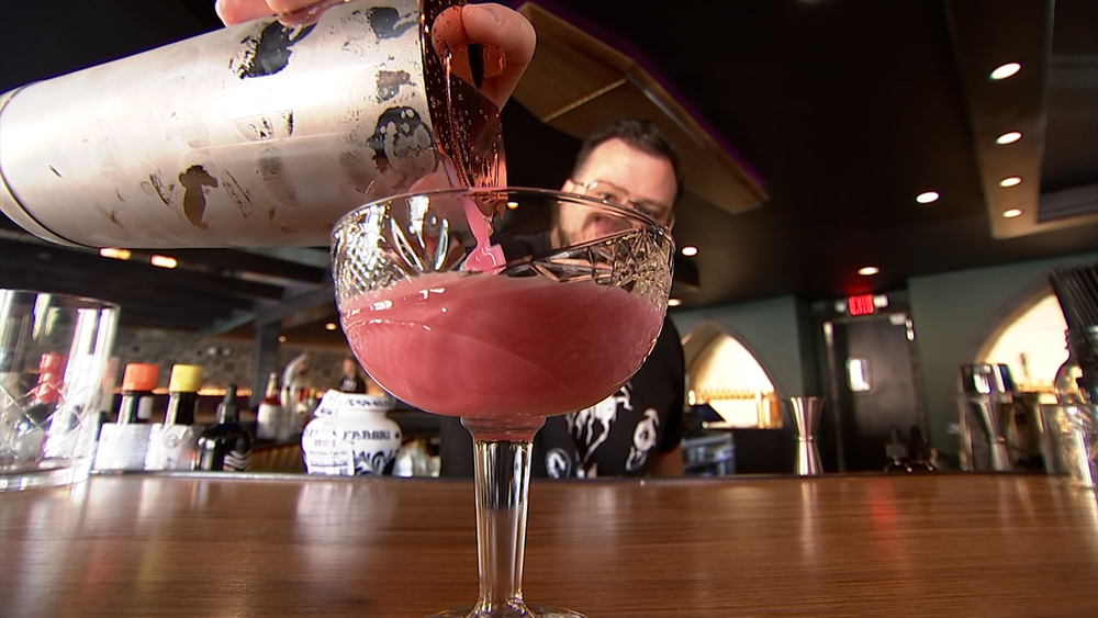 This PA restaurant has a Coffin-shaped bar, with real coffin pieces 