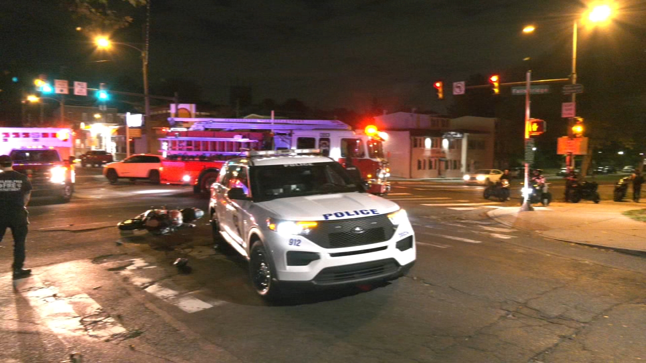 Philadelphia police vehicle, motorcycle crash on Kelly Drive