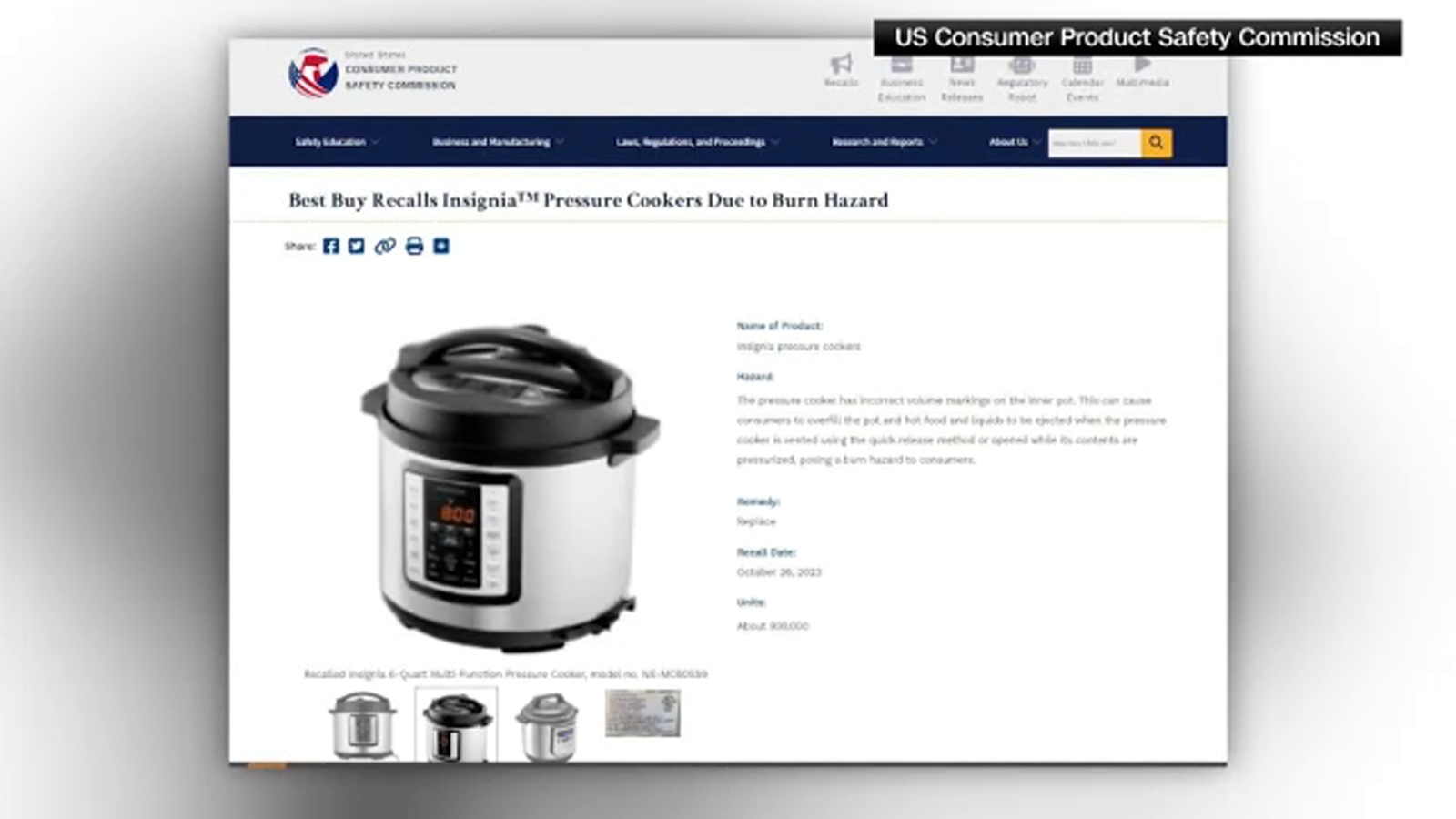 Best Buy recalls 930000 Insignia pressure cookers due to burn hazard  KABCTV Best Buy recalls 930000 Insignia pressure cookers due to burn hazard  KABCTV