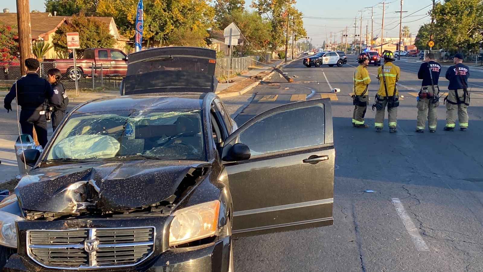 Utility pole knocked out in hit-and-run crash in Central Fresno - ABC30 ...