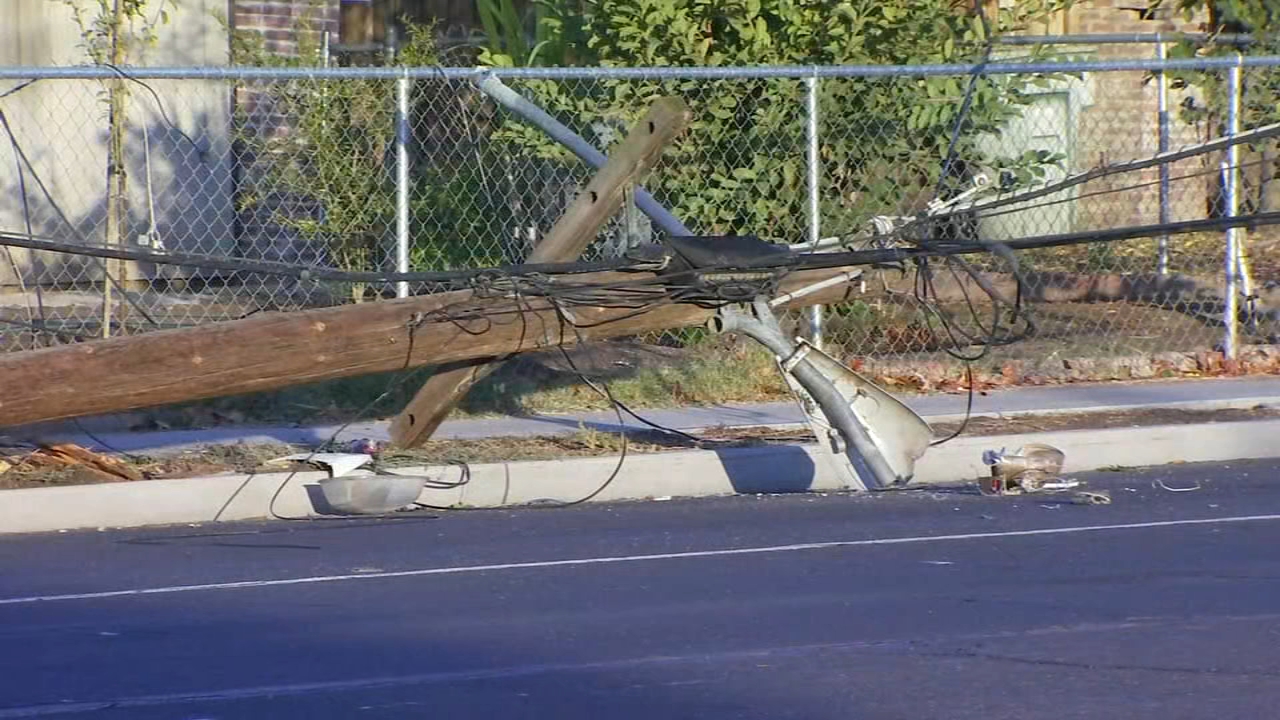 Utility pole knocked out in hit-and-run crash in Central Fresno