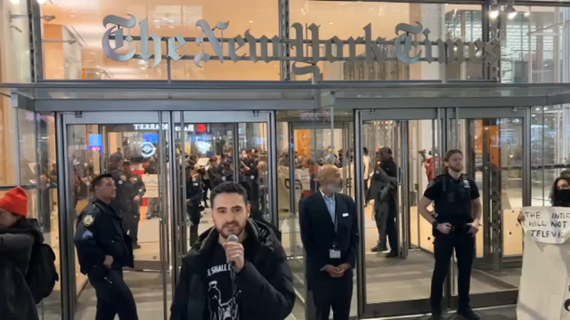 Pro-Palestinian demonstrators enter New York Times building in Midtown