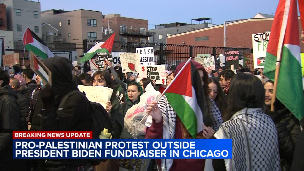 Chicago protest outside Biden fundraiser calls for Gaza ceasefire