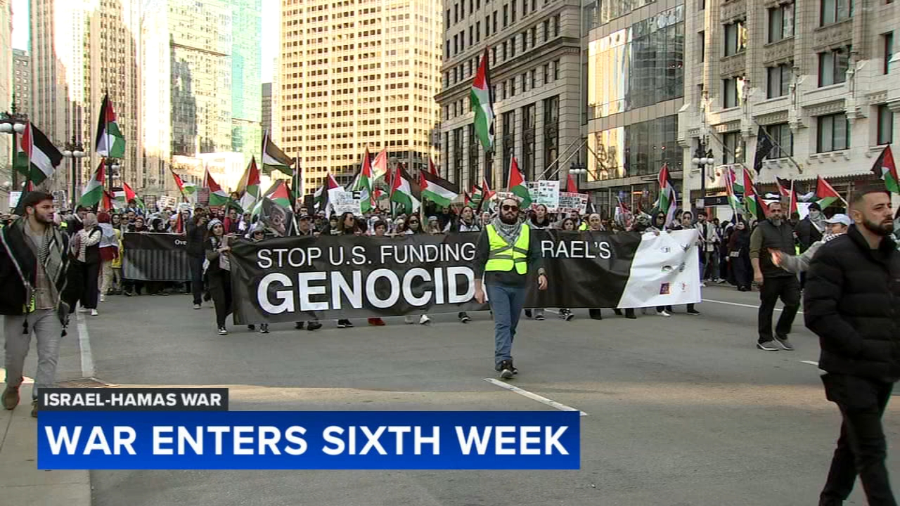 Pro-Palestinian, pro-Israel protesters gather in Chicago area