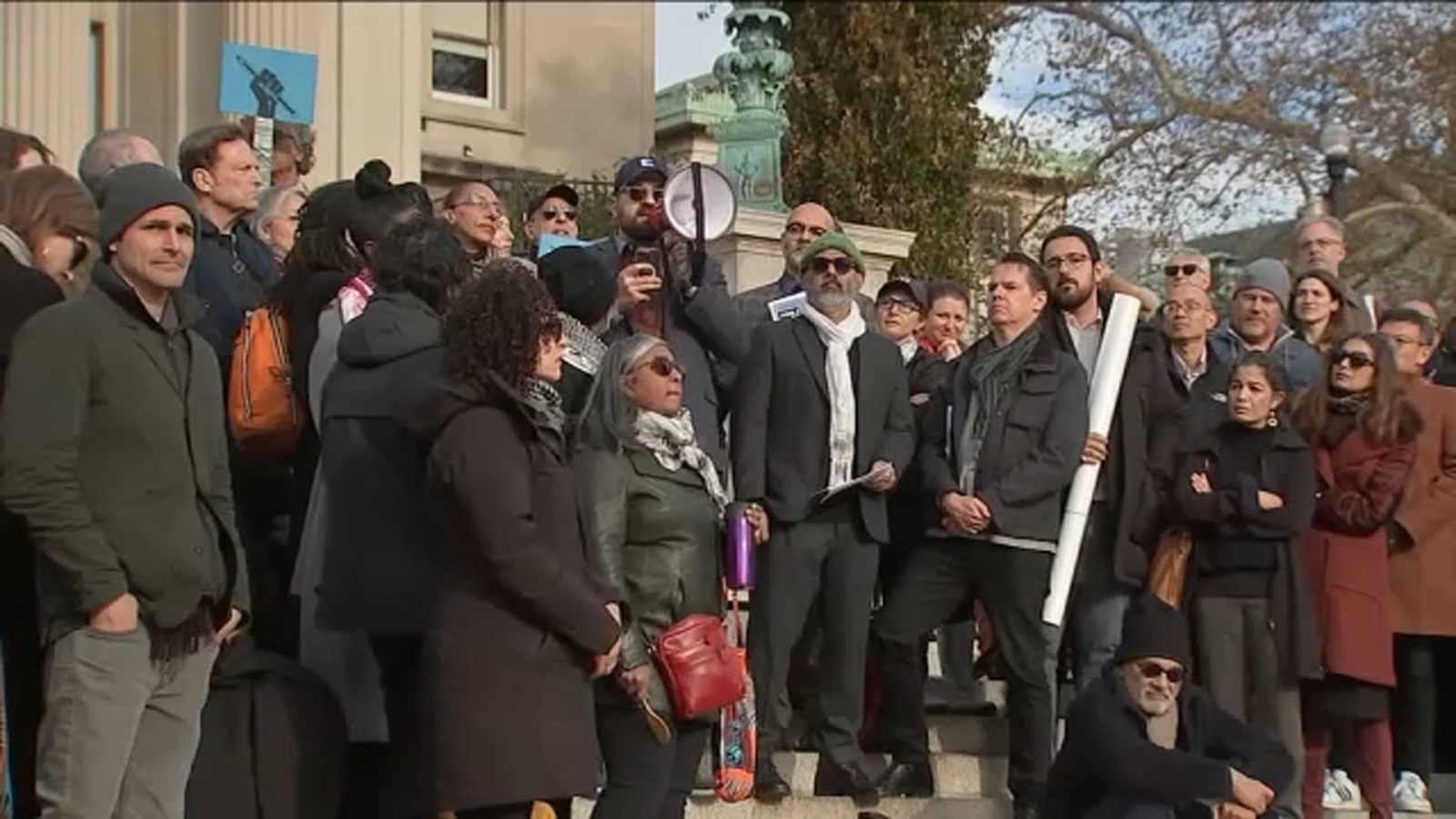 Protests at Columbia over school's decision to suspend student groups