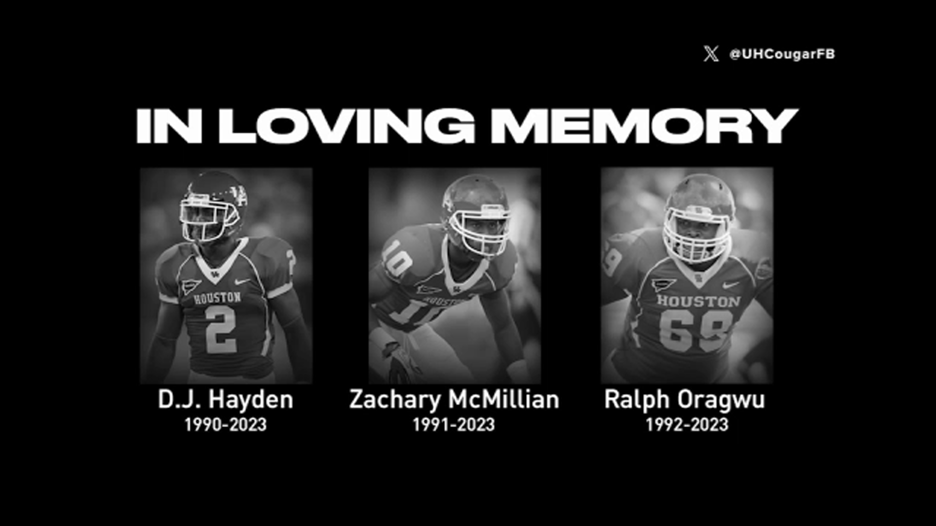 Coogs to wear commemorative helmet decals in honor of former players killed in downtown collision