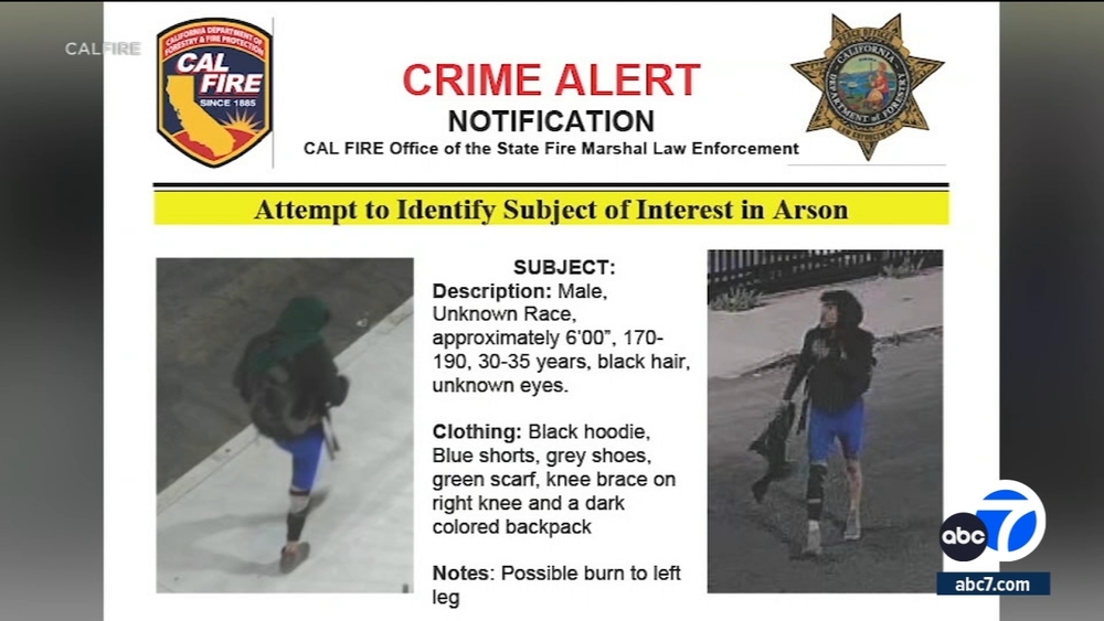 Photos show person of interest sought in fire that closed 10 Freeway