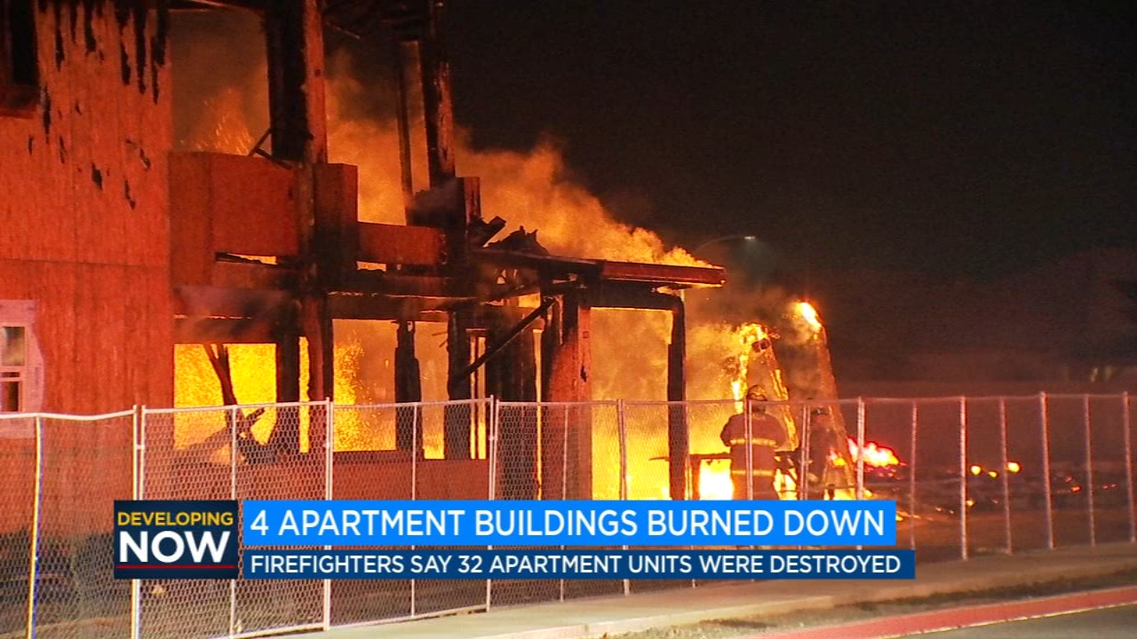 Under construction apartment complex destroyed following massive fire in Visalia