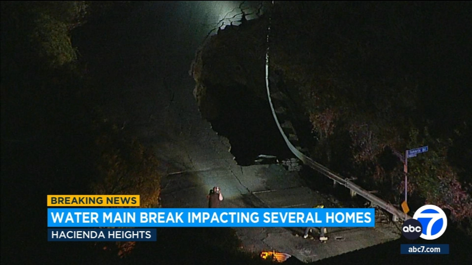 Water main break in Hacienda Heights creates sinkhole, several homes impacted - Vimarsana News