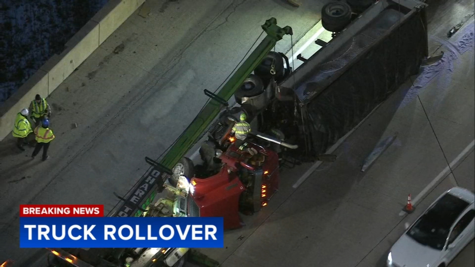 I-88 car crash: Car switches lanes improperly, causes truck to roll