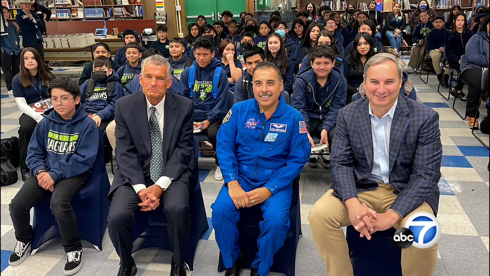 Farmworker turned astronaut makes surprise visit to West Athens school