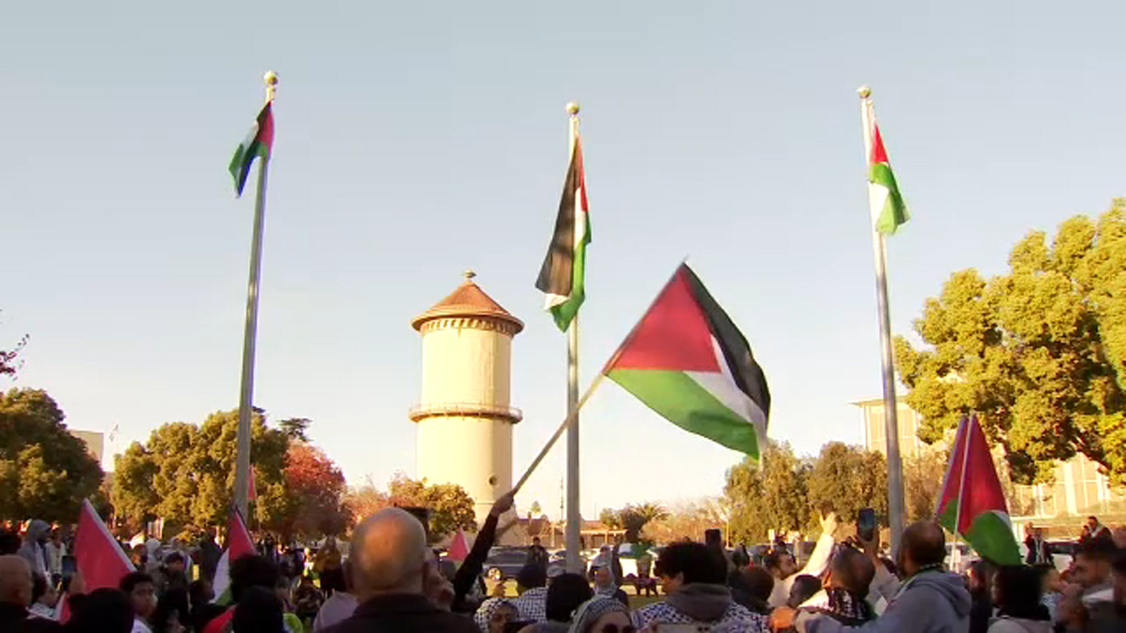 Palestinian flag raised in downtown Fresno as Israel-Hamas conflict continues - Vimarsana News