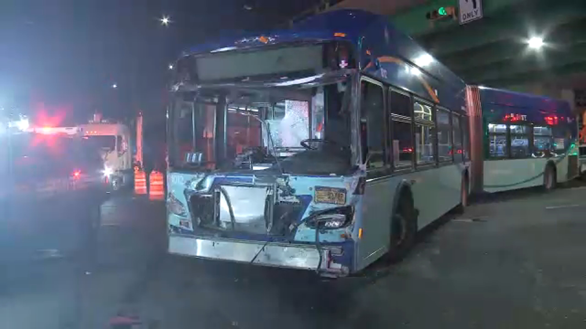 13 people hurt after MTA bus and garbage truck collide in the Bronx
