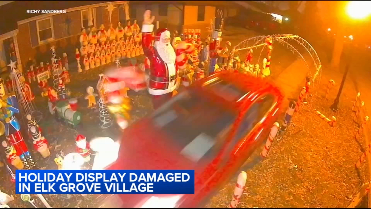 Elk Grove Village holiday display vandalized by car