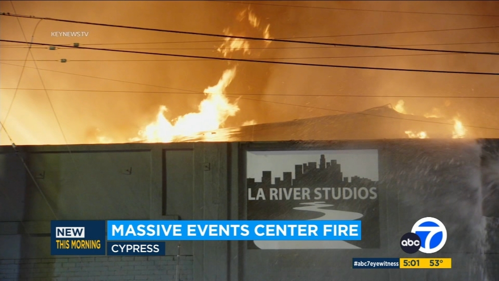 Large fire breaks out at event venue in Cypress Park, LAFD says