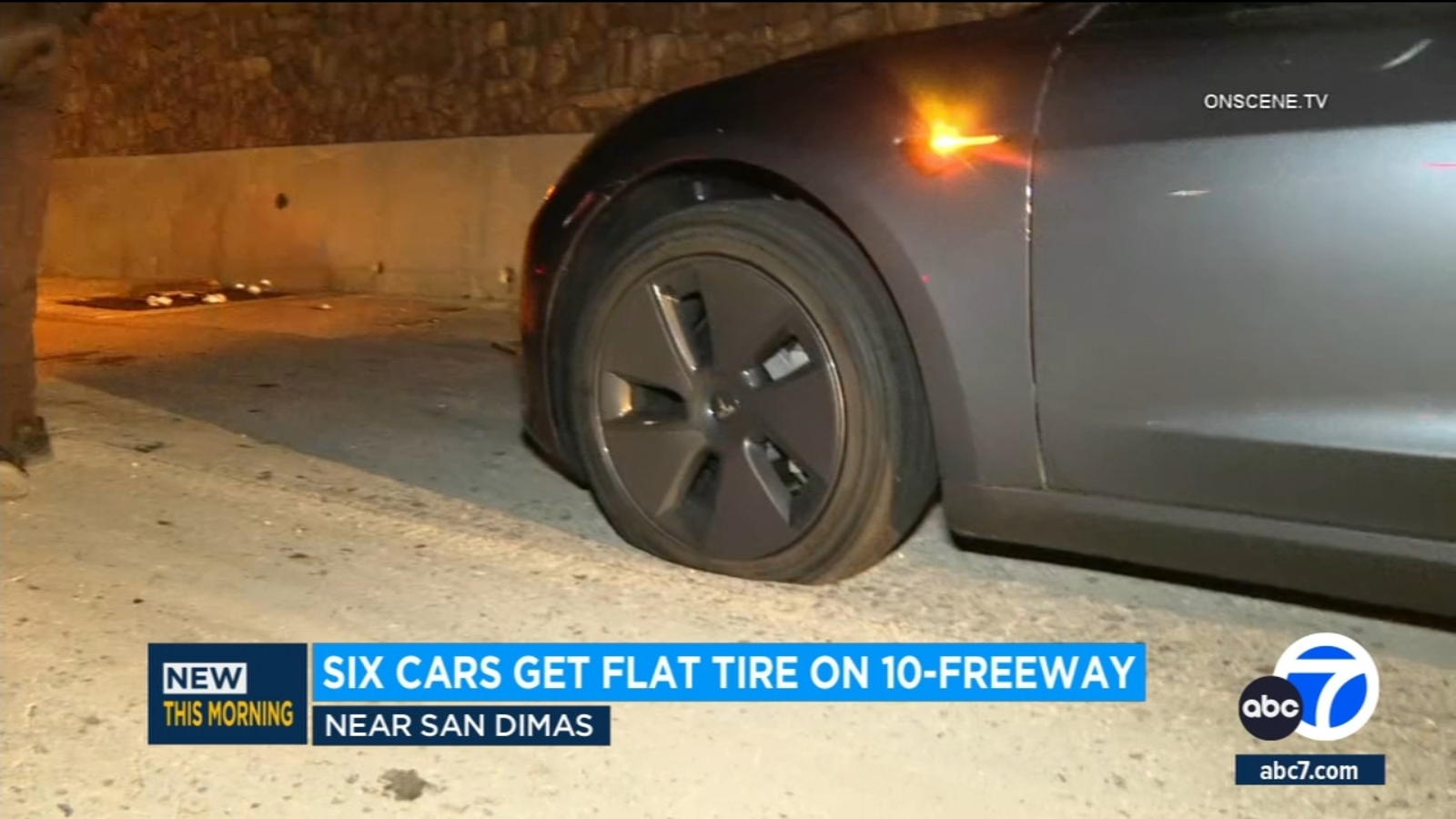 Several cars get flat tires on 10 Freeway in San Dimas area, CHP says