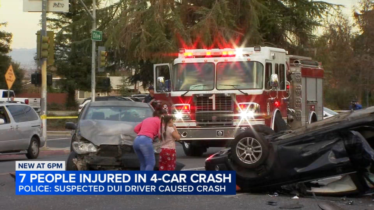 7 injured after suspected DUI crash in east central Fresno