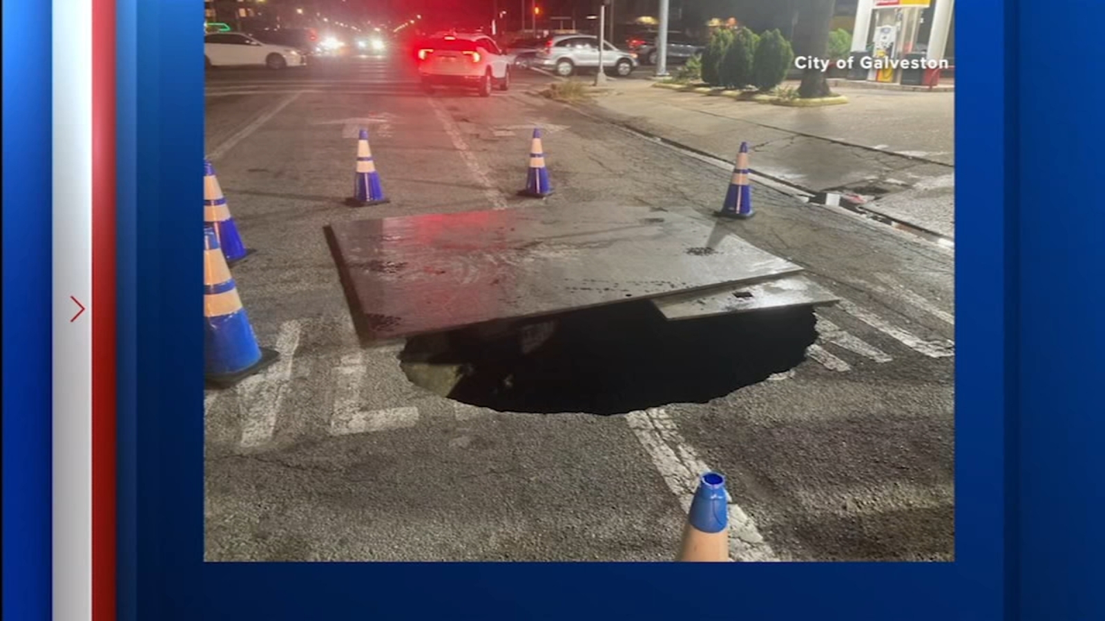 Manhole opens up in Galveston's 51st Street; officials urge drivers to