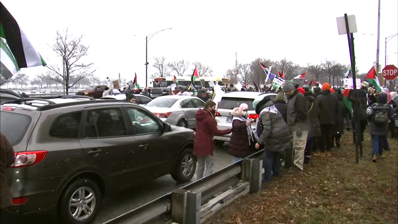 Pro-Palestinian protest causes closures on DuSable Lake Shore Drive