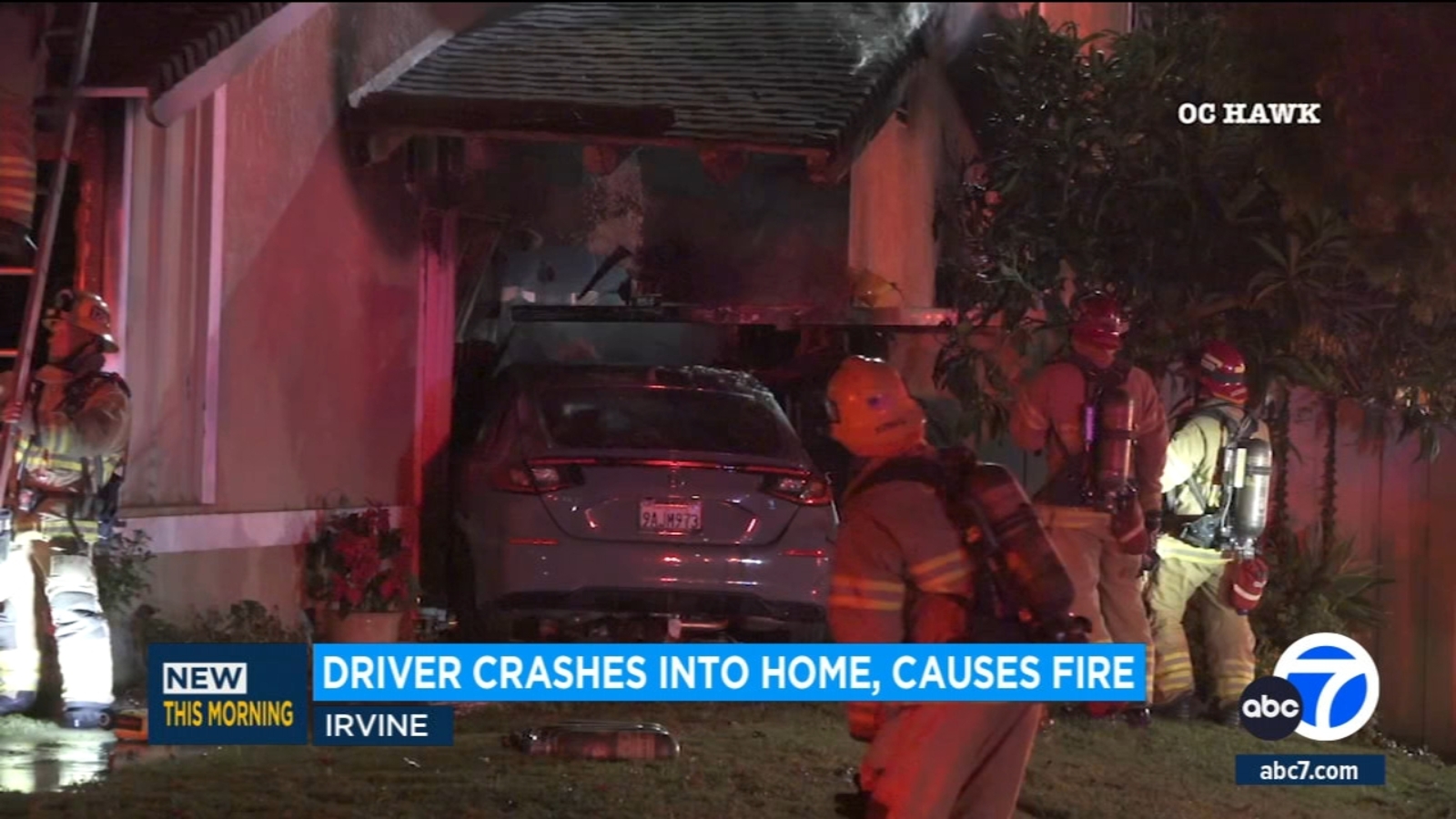 Driver crashes into Irvine home and causes fire - Vimarsana News