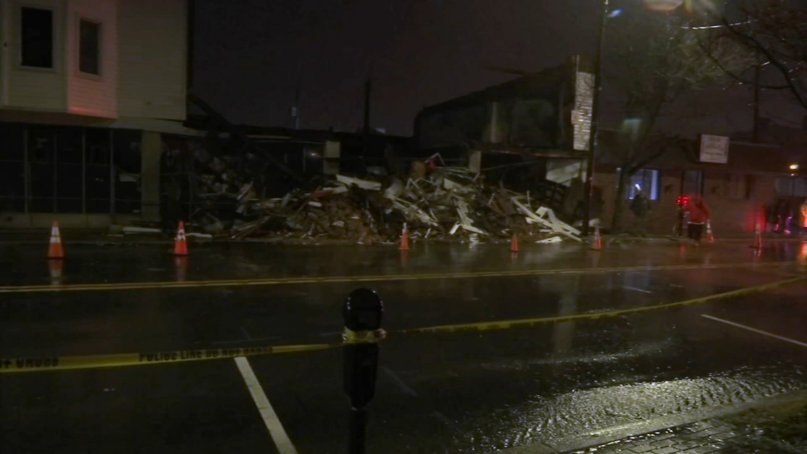 Building collapses amid winter rainstorm in Marcus Hook, Delaware County; roads closed for