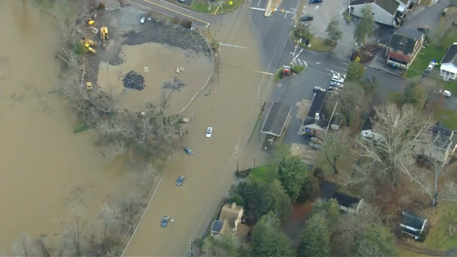 Aerial video shows flooded roads in Chadds Ford 6abc Philadelphia