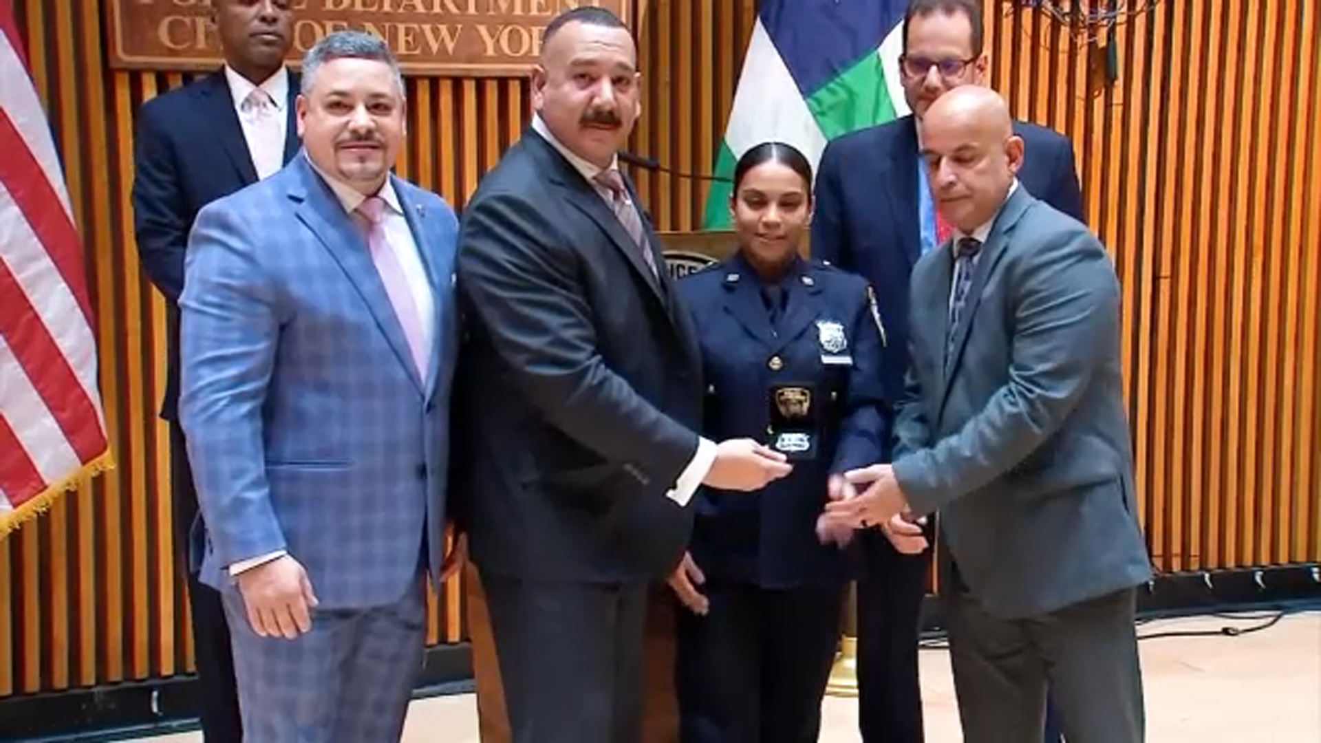 NYPD officer reunites with 2 retired officers who saved her as a child