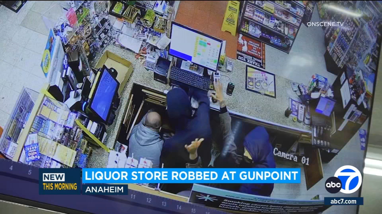 Anaheim liquor store robbed at gunpoint, video shows