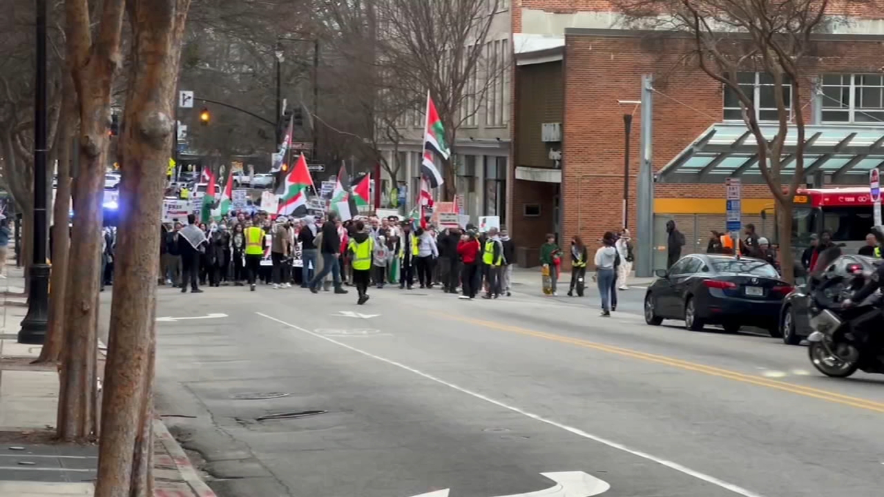 Protesters block roads in Raleigh calling for ceasefire in Middle East