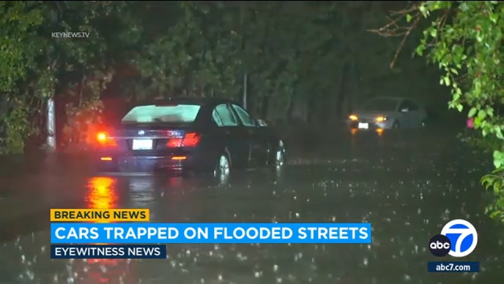 Cars trapped on flooded SoCal streets 