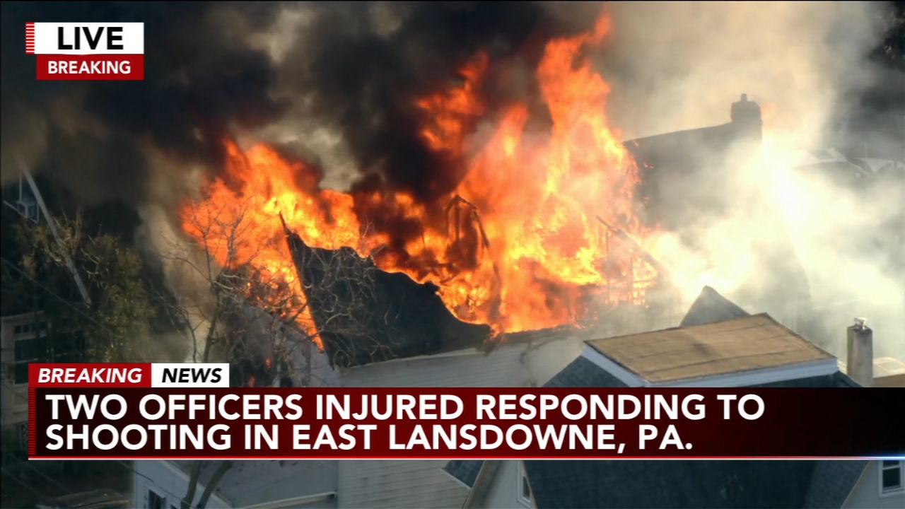 East Lansdowne shooting today: 2 officers shot on Lewis Avenue in Delaware County, PA; officers surround house fire - Vimarsana News