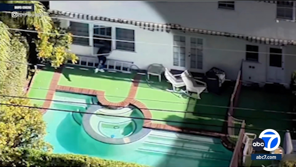 Burglar falls into Beverly Hills pool during escape attempt