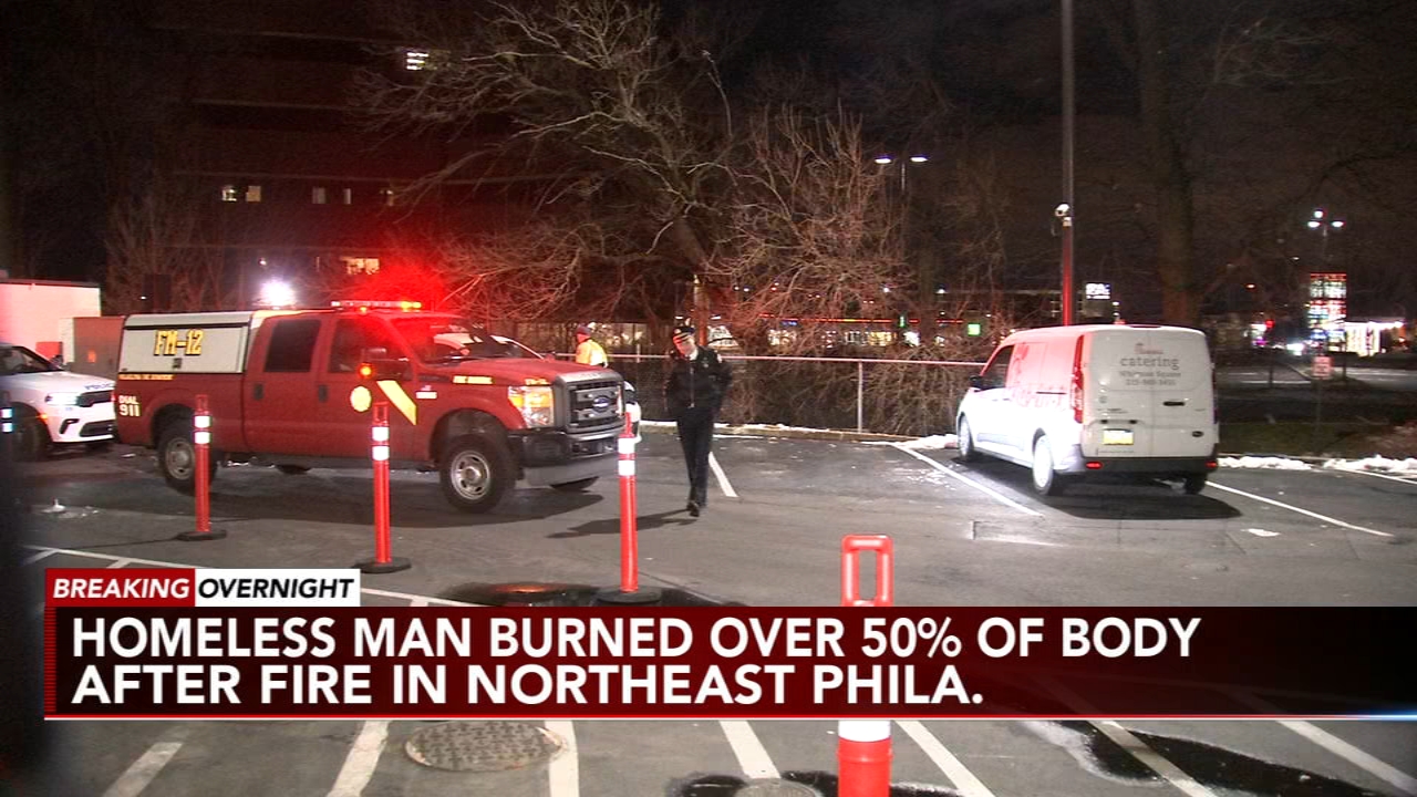 Homeless man burns over half his body in fire while trying to stay warm in Northeast Philadelphia
